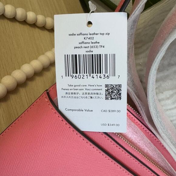 NWT - Kate Spade Sadie Crossbody Set Purse & Wristlet Peach Nectar - Picture 6 of 8